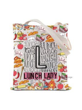 Waterproof Polyester Tote Bag for Work, Travel, Shopping, Gift for Lunch Lady